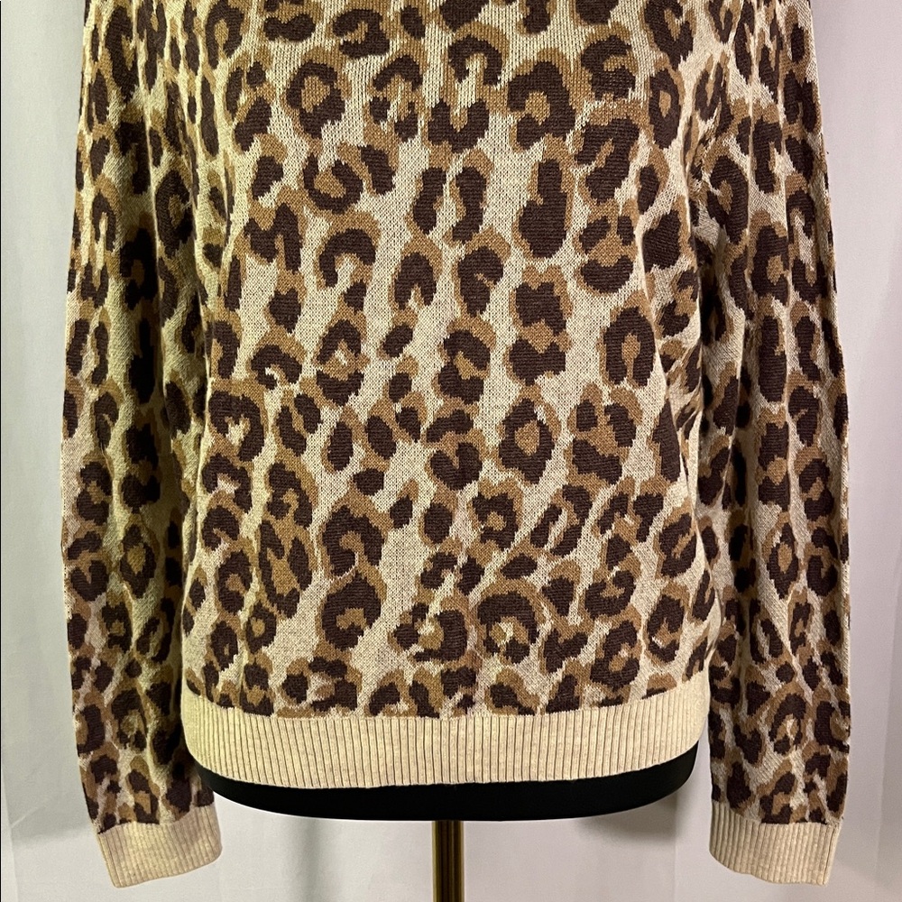 NWT A New Day Camel & Brown Leopard Print Crew Neck Sweater - Picture 9 of 16